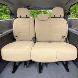 FH Group Custom Fit Car Seat Covers for 2011-2020 Toyota Sienna 7 Passenger, Car Seat Cover 3rd Row, Automotive Seat Covers in Solid Beige Faux Leather, Waterproof and Washable Seat Covers