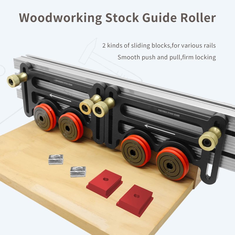 Double Wheel Bearing Roller with Sliding Blocks Table Saw Guide