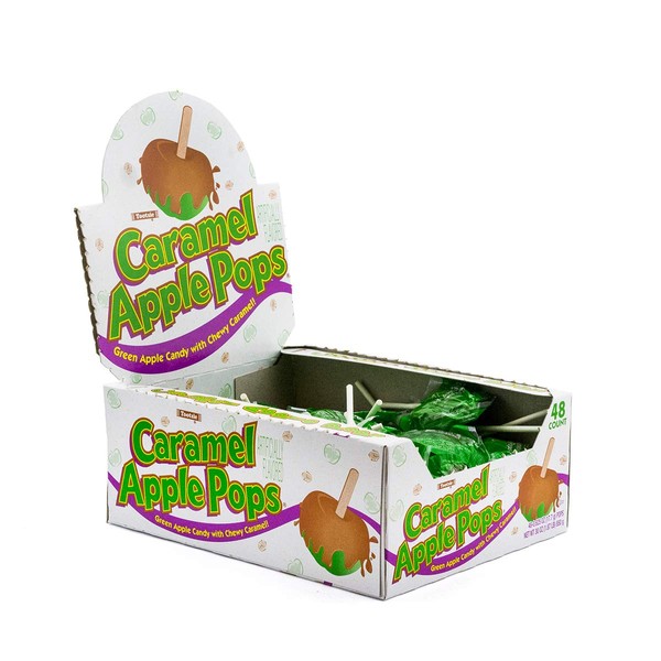 Tootsie Roll Caramel Apple Pops - Caramel Covered Green Apple Candy Lollipops - Gluten Free Candy with Display Box Package - 48 Count