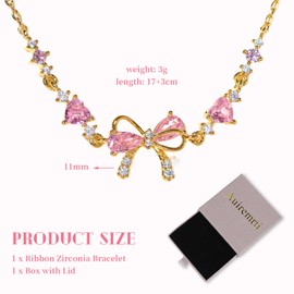 Auiremrti Friendship Bracelet with Cubic Zirconia Bow Knot, Elegant Women's Bracelet, Keepsake for Special Moments, Ideal as a Gift, L, 方