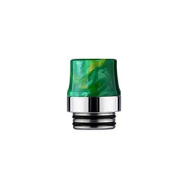 Drip tip mouthpiece for evaporator with 810 connection made of Delrin (green) and stainless steel with splash guard.