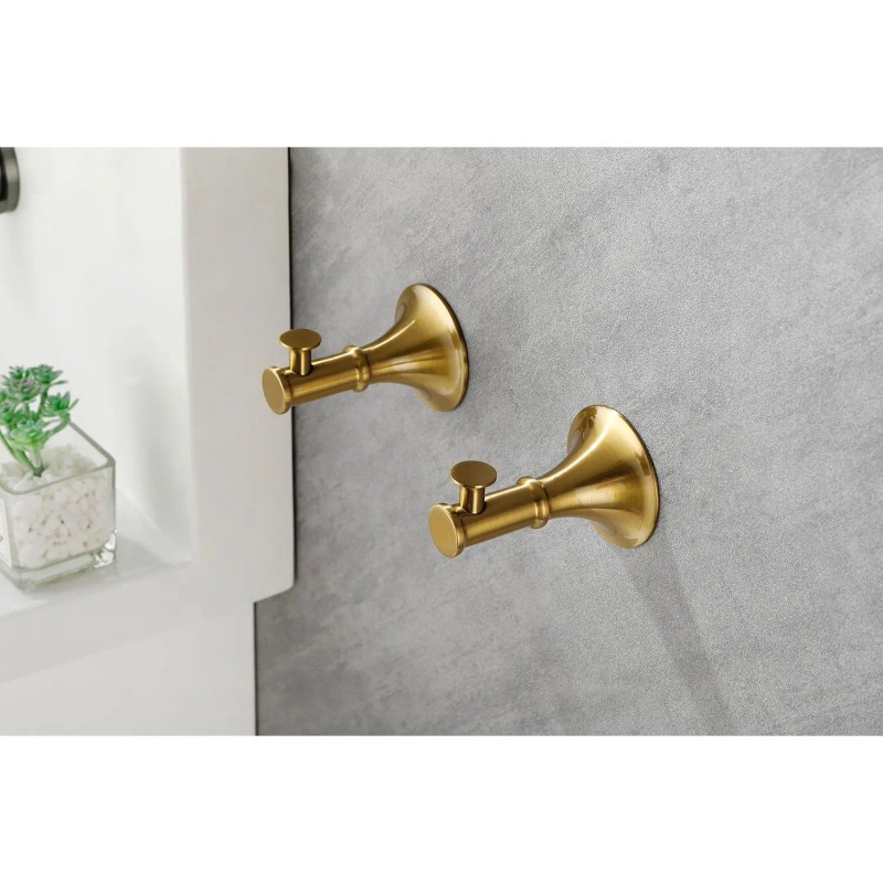 Wall Mount Brass Bathroom Towel Rack Set 6 Piece Modern