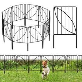 UIRWAY Garden Fence 32 Panels, Total 34.67ft (L) X24in (H) Decorative Garden Fencing with Leaf Pattern, Small Rustproof Metal Garden Fences and Borders for Dogs, Black