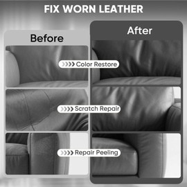 Leather Recoloring Balm - Scratch Repair & Color Restore Kit for Faded Leather, Leather Couch & Car Seats - 12OZ Leather Restorer Balm for Furniture, Auto Interior, Vinyl, Accessories (Dark Gray)