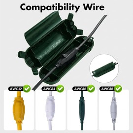 HONDERSON 2 Pack Outdoor Extension Cord Cover IP44 Waterproof, Weatherproof Extension Cord Protector Box for Outdoor Plug & Outlet, Ideal for Christmas Lights, Garden Tools, Patio, Green