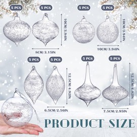 Uiifan 40 Pack Clear Glass Christmas Ornaments Balls Bulk Blown Glass Christmas Tree Ornaments Assorted Size Iridescent Ornaments Balls Gorgeous Christmas Tree Home Decoration
