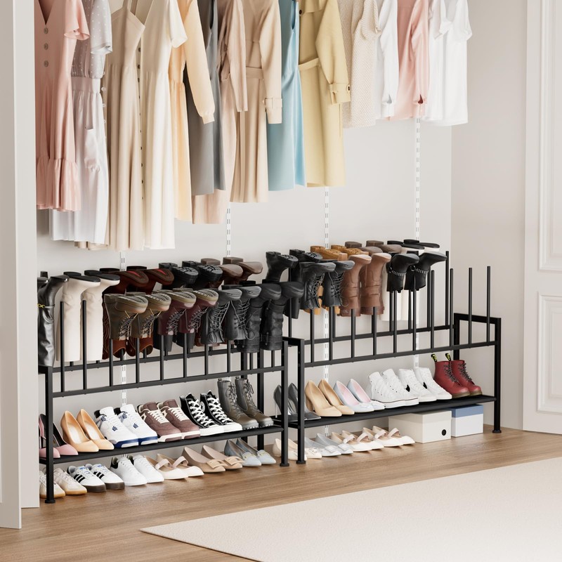 DIMJ Boot Rack 3-Tier - Black Metal Boot Storage Rack