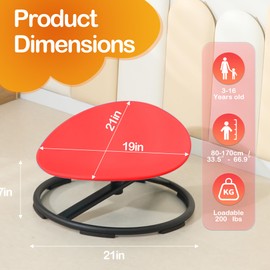 domaxarts Sensory Spinning Chair for Autistic Kids，Sensory Swivel Chair，Sit and Spin Toy for Balance and Coordination, Spinning Autism Seat & ADHD Children, Indoor & Outdoor Play for Ages 3+（red）