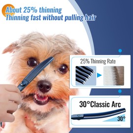 Fenice Totem Dog Grooming Scissors: 7" Curved Thinning Pet Shears Made Of Japanese 440C for Trimming Dogs Cats and Other Pets face and paws Haze Blue