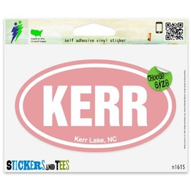 Kerr Kerr Lake NC Oval Pink Vinyl Car Bumper Window Sticker 3" x 2"