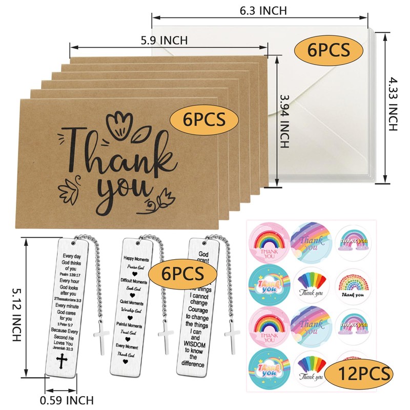 6PCS Christian Bookmark with Chain Cross, Bookmarks for Women, Bible