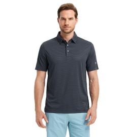 M MAELREG Mens Golf Shirts Moisture Wicking Performance Business Casual Collared Golf Shirts for Men Dry Fit Dark Grey/Black