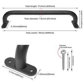 Purife 4 Pack 17 Inch Black Playground Equipment Handles Metal - Playset Slide Handles, Swing Sets Accessories Grab Bars, Kids Climbing Monkey Bar for Playhouse, Treehouse, Jungle Gym