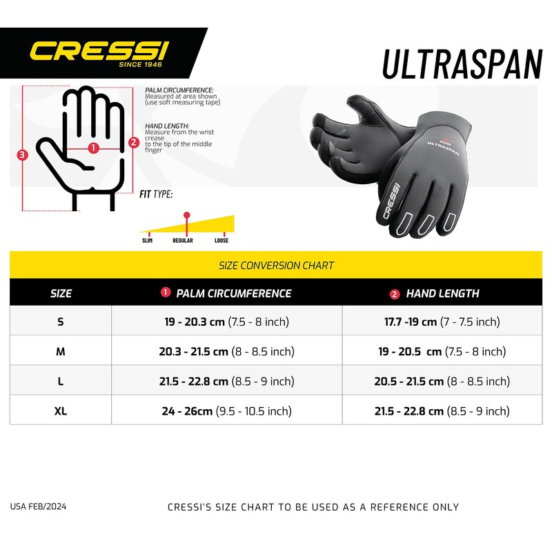 Cressi Ultraspan 5 mm Neoprene Gloves - Black, Small