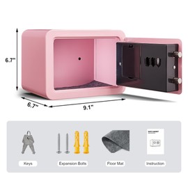 Marcree 0.23 Cubic Small Safe Box for Home, Mini Digital Safes for Kids