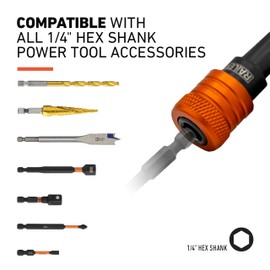 Railer Bit Holder Keychain 5pc - 1/4 inch Hex Shank Bit Holders - Quick-change Design For Nut Driver, Screwdriver & Drill Bits, Include Keychain Carabiner (Multi-Color)