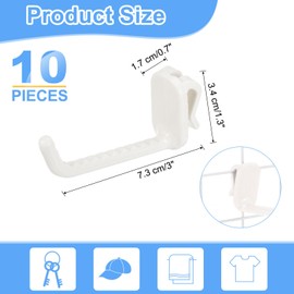 sourcing map 10 Grid Wall Hooks, 3 Inch Grid Wall Panel Plastic Utility Hook, Shelf Hooks for Garage Store Warehouse Shop Home Hanging, White