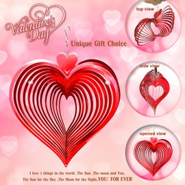 FONMY Wind Spinner Love 12 pulgadas – Acero inoxidable 3D – Patrón geométrico de arte de metal cortado con láser – Spinner de viento colgante, decoraciones de arte cinético para patio – Decoración interior/exterior