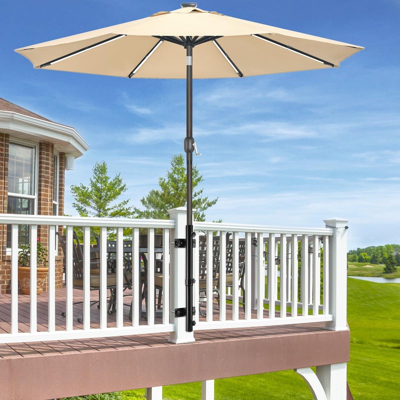 ZZM Patio Umbrella Holder for Deck Railing, Adjustable Deck Umbrella