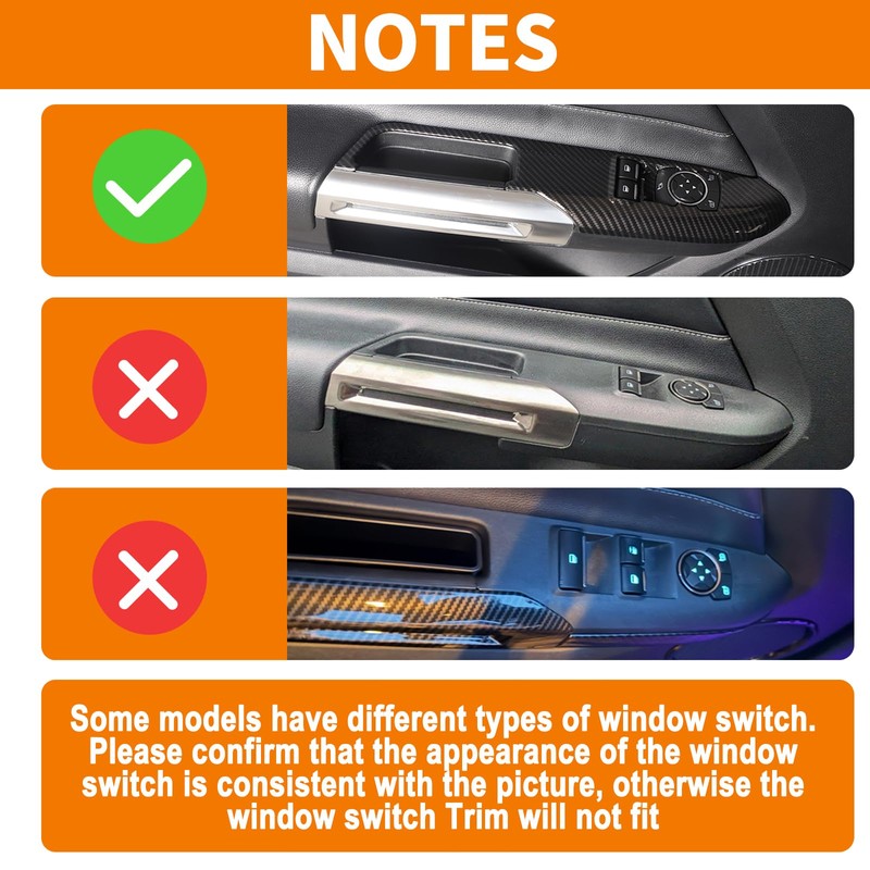 JOSHELA for Mustang Power Window Switch Panel Trim Cover for