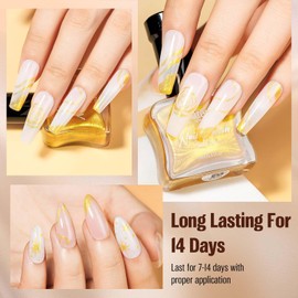 vieafenti Gold Nail Polish Liner Air Dry 15ml, Glitter Liner Painted Nail Art for Dotting Painting French Manicure Quick Drying Non Gel