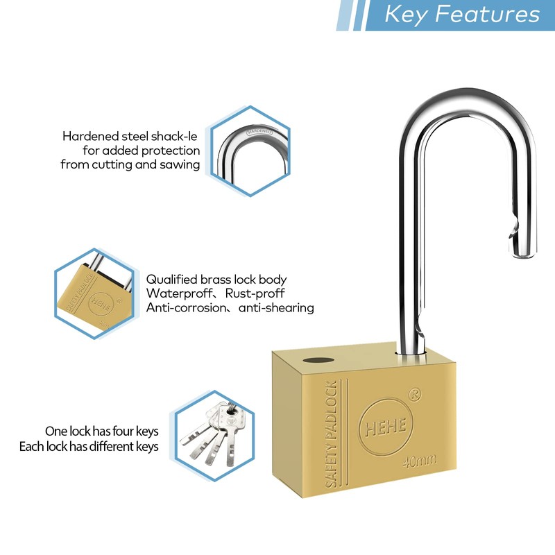 Heavy Duty Solid Brass Padlock, Security Lock Apartment Door Lock,