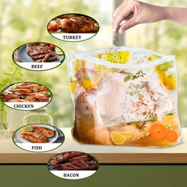 Brining Bags for Turkey, 3 Pack, 26"×24", Extra Large Turkey marinade bag Holds up 35lb, Thickened Brining Bag with 3 Cotton Strings, Double Zip-lock Seal Brine Bags for Turkey, Chicken, Beef, Pork, Ham.