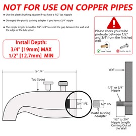 DOUBLUOEG Tub Spout with Diverter, 6 Settings Handheld Shower, Bathtub Faucet with Sprayer, Matte Black