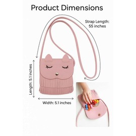 ZGMYC Cat Tassel Shoulder Bag Small Coin Purse Crossbody Satchel for Kids Girls, Pink (5.1'' x 5.9'')