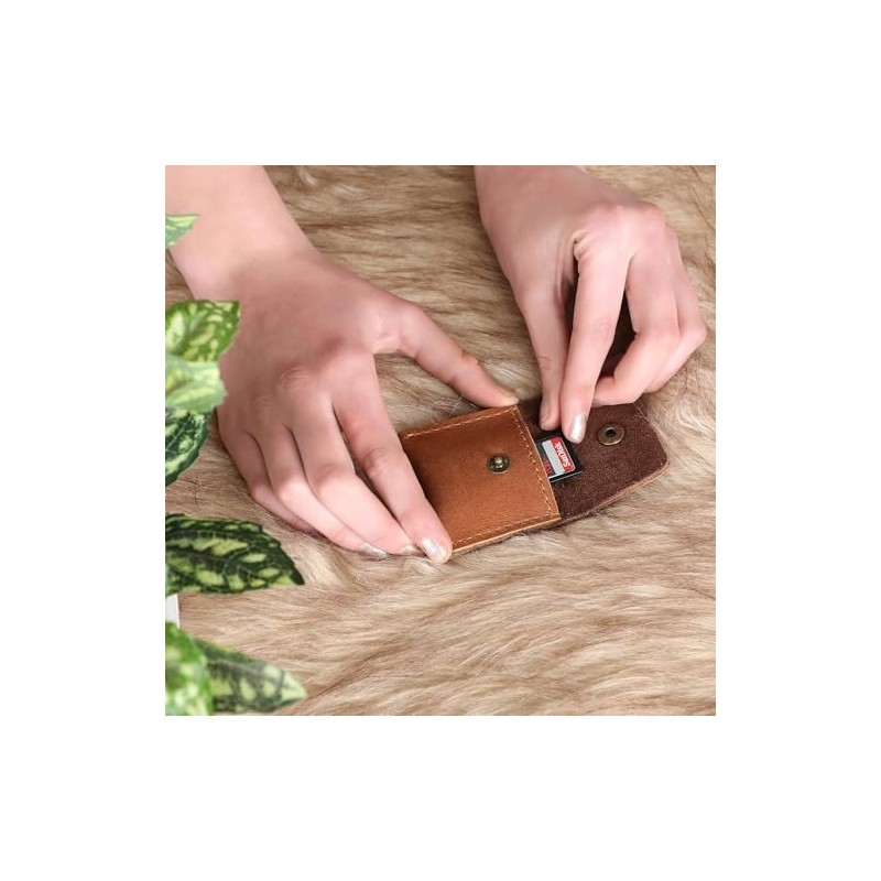 TheAntiq Estuche para Anillos de Cuero de Grano Completo, Porta