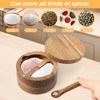 Wood Salt and Pepper Bowl, with Swivel Lid and Spoon