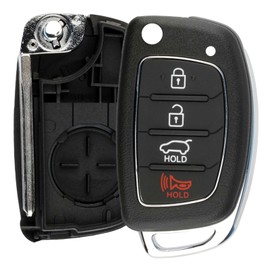 KeylessOption Keyless Entry Remote Car Key Fob Shell Case 4-Button Flip Replacement for 2013 2014 2015 2016 2017 2018 2019 Hyundai Santa Fe Tucson (TQ8-RKE-3F04, TQ8-RKE-4F31, TQ8-RKE-4F25)