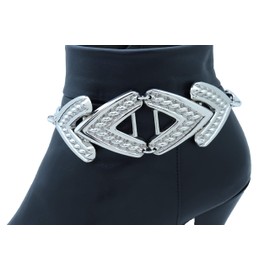TrendyFashionJewelry TFJ Women Rocker Look Boot Chain Silver Metal Bling Bracelet Arrow Anklet High Heel Party Charm Punk Rock