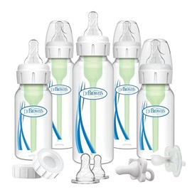 Dr. Brown's Juego de regalo de biberón de bebé con opciones anticólicos + botellas de 4 onzas y 8 onzas y chupete PreVent