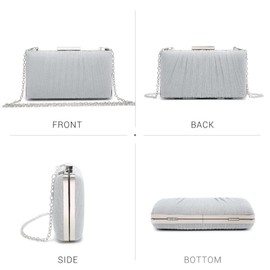 Dasein Women Evening Purses Clutch Bags Formal Party Clutches Wedding Purses Cocktail Prom Handbags (Pleated Silver)