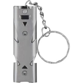 Whistle emergency safety survival whistle with lanyard keychain high pitch double tubes coyote whistle for hiking camping hunting boating rescue signal whistle lifeguard - Color: 1Sliver, Size: Default