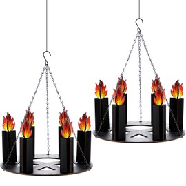 Tujoe Medieval Knight Party Decorations Wooden Black Chandelier Decor for Dragon Castle Birthday Party Supplies Rustic Hanging Ceiling Hanging Decor for Bedroom Living Room Foyer Hallway(2 Set)