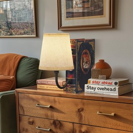 Vintage Bookshelf Lamp Rechargeable, Cordless Book Lamp with Linen Shade, Dimmable Touch Control Table Lamp, Modern Decorative Bookend, Bookshelf Lights for Office Home, Library, Study