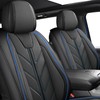 BALLIOL Pickup Seats Covers Compatible with Toyota Tacoma 2005-2023 SR SR5 TRD Off-Road TRD Pro TRD Sport Trall Special Edition Faux Leather(Blue_Line,5 Sets Full Seat)