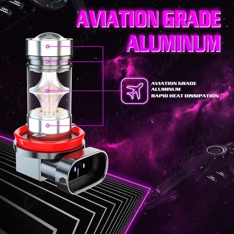 CHUSYYRAY 2X Pink Purple H11/H8 LED Fog Driving Lights DRL