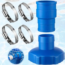 Surface Skimmer Small Strainer Hose B Adaptor, 1 1/2in Pool Vacuum Adapter Rubber Hose Connector with 4 Stainless Steel Clamps for Above Ground Swimming Pools Vacuum Surface Skimmer Small Strainer