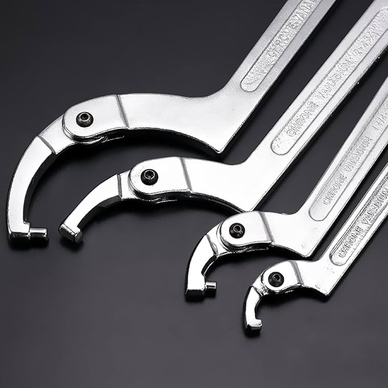 Adjustable Hook Wrench, Pin Wrench, C-Shape Spanner, Hand Tool, for