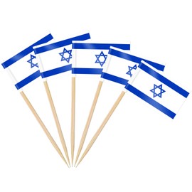 AhfuLife Israeli Flag Toothpick israel Flags, 100 Pcs israel flag Cupcake Toppers Israeli Pesach Decorations, Mini Israeli Flag Cocktail Israeli Party Decorations