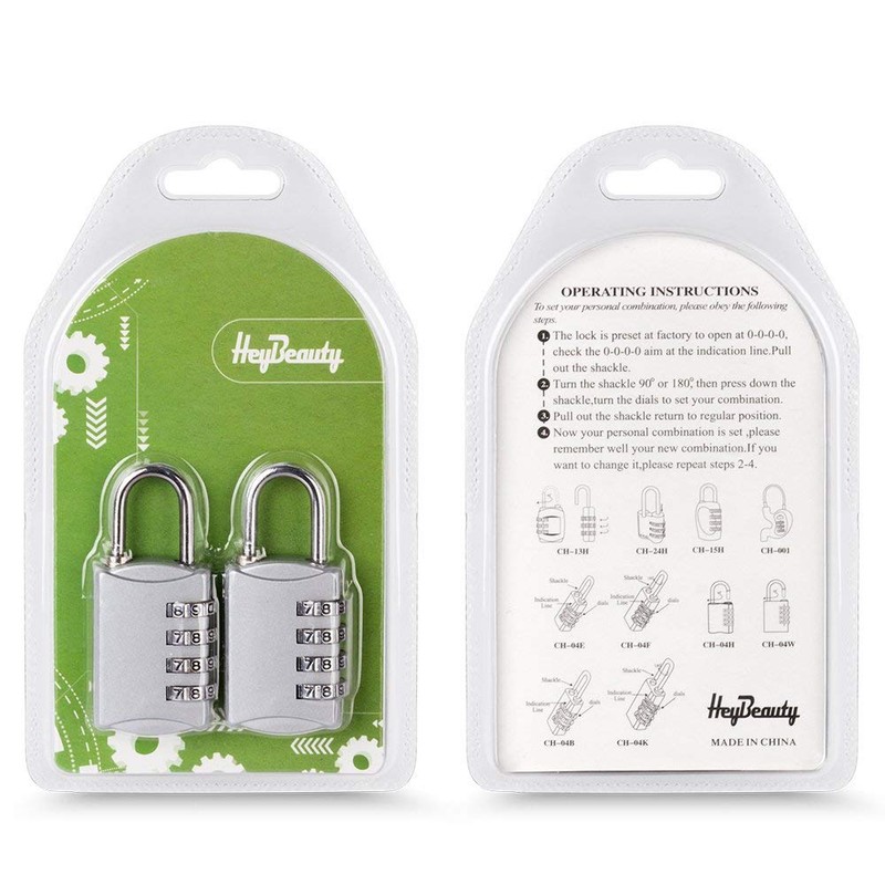 Combination Padlocks, 4 Digit Security Padlock, [2 Pack] Combination Lock