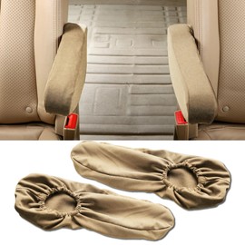 Piburth 1 Pair Car Front Seat Armrest Covers, Cloth Fabric Armrest Protectors, Direct Replacement Center Console Lid Armrest Cover Skin, Universal Accessories for Car, SUV, Truck and Van (Beige)