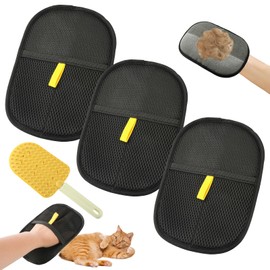 Pet Hair Removal Glove 3Pcs, 2025 New Reusable Electrostatic Pet Hair Removal Gloves for Carpet, Couch, Furniture, Car Seat, Upgraded Pet Hair Removal Tool (Black)