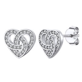 Silvora S925 Silver Women's Earrings Infinity Tree of Life Celtic Knot Cubic Zirconia Earrings Women's Stud Earrings Silver A Variety of Styles for Your Choice, Sterling Silver