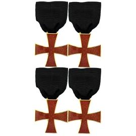 4PCS KNIGHTS TEMPLAR MASONIC ILLUSTRIOUS ORDER RED CROSS JEWEL 3 1/2" x 1 5/8"