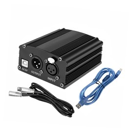 Gadpiparty 5v USB Input Power Supply for Condenser Microphones Stable Balanced Audio Signal for Computer Recording and Broadcasting Black