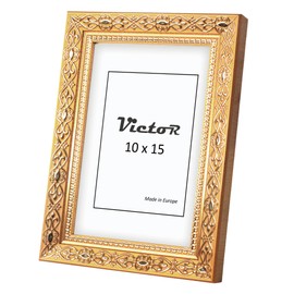VictoR Vermeer Vintage Picture Frame 10 x 15 cm (A6) Antique Baroque Frame with Acrylic Glass Sturdy MDF Back Panel for Portrait and Landscape Format A4 Picture Frame Gold